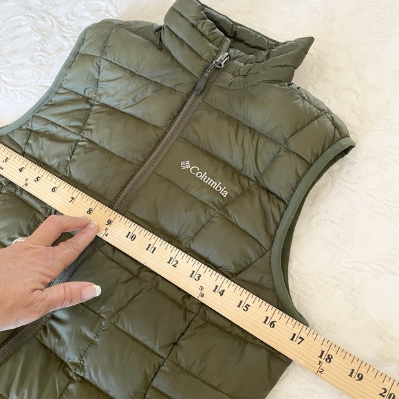 Columbia‎ Down Puffer Vest Women XS Olive Green  590TD TurboDown Omni-Heat - Picture 12 of 13